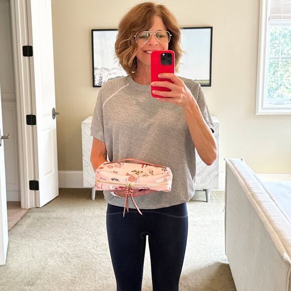 TORY BURCH Tilda Travel Printed Nylon Cosmetic Set In Sylvan - Picture 9 of 9